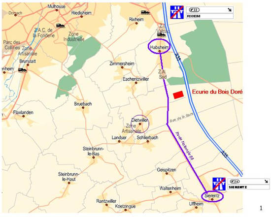 Plan de situation de l'Ecurie du Bois doré à Dietwiller